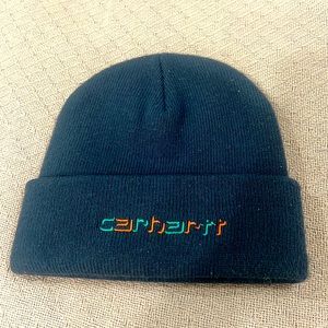 Carhartt WIP unisex beanie - shadow script logo on navy